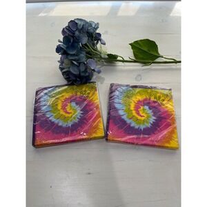 New! Lot of 2 Unique Tye Dye Swirl‎ Luncheon Napkins 16 Count Party Supplies